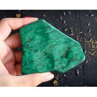 /GemsFromTheUniverse 1 XL Malachite Polished Crystal Slab Congo Malachite Stone Heart Chakra Healing Christmas Gift For Wife Feng Shui Decor Meditation Rock