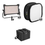 Genaray Spectro LED 800B1 Bi-Color LED Light Panel (3-Light Kit with Softboxes and Case)