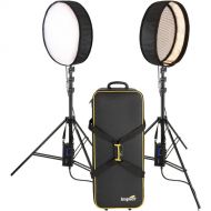 Genaray PortaSun Round Flexible Bi-Color LED 2-Light Kit with Stands and Roller Bag