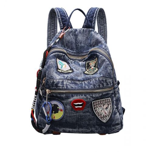  Genda 2Archer Classic Denim Bookbags School Bag Jeans Backpack with Patches for Girls