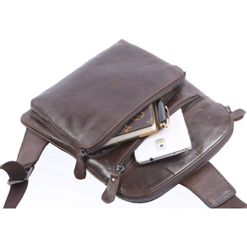  Genda 2Archer Old School Style Mens Leather Chest Pack Sling Crossbody Bag