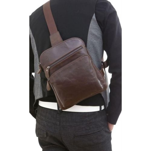  Genda 2Archer Old School Style Mens Leather Chest Pack Sling Crossbody Bag