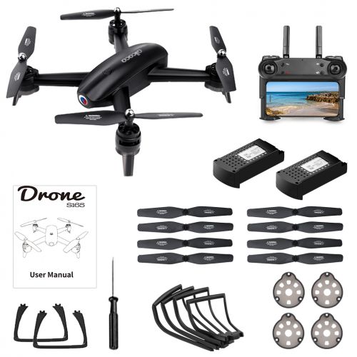  ALLCACA RC Drone 6-axis Gyro Quadcopter Optical Flow Positioning Drone with Double 720P HD Cameras, Altitude Hold, Headless Mode and 360° Flip, Black