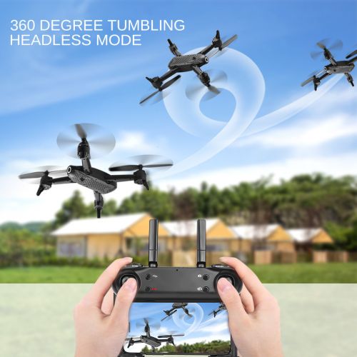  ALLCACA RC Drone 6-axis Gyro Quadcopter Optical Flow Positioning Drone with Double 720P HD Cameras, Altitude Hold, Headless Mode and 360° Flip, Black