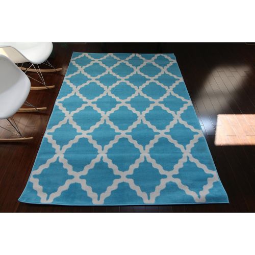  Generations Contemporary Pattern Modern Area Rug, 2 x 3, Light Blue/White