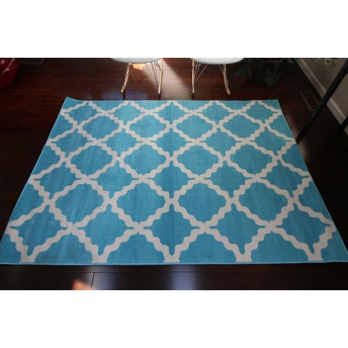  Generations Contemporary Pattern Modern Area Rug, 2 x 3, Light Blue/White