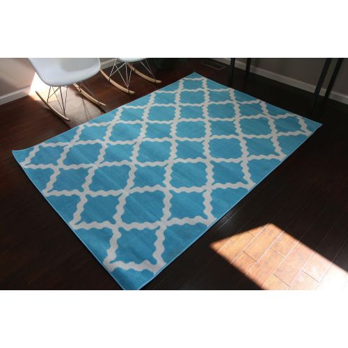  Generations Contemporary Pattern Modern Area Rug, 2 x 3, Light Blue/White