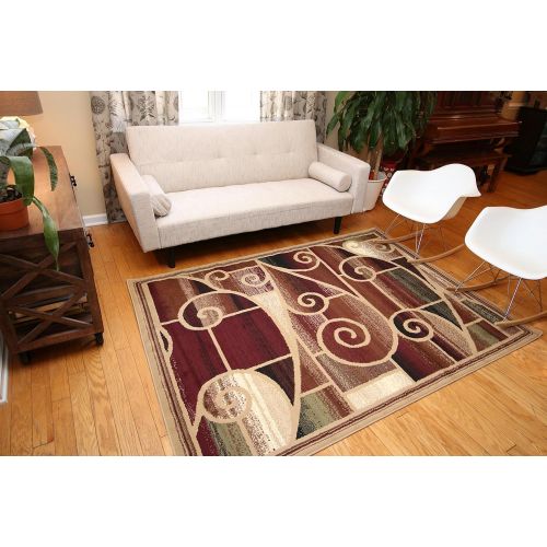  Generations Contemporary Modern Square and Circles Area Rug, 2 x 3, Brown/Beige