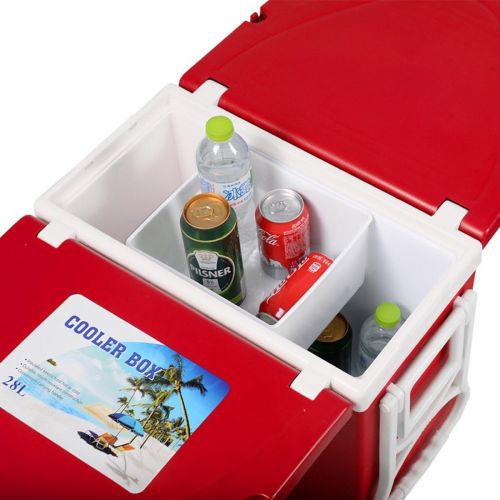  generec Multi Function Rolling Cooler Picnic Camping Outdoor w/Table & 2 Chairs Red