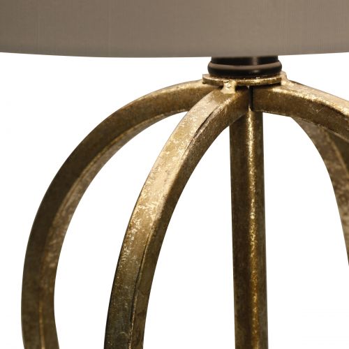 제네릭 Generic Laslo Table Lamp - Gold and Satin Black Finish - White Hardback Fabric Shade