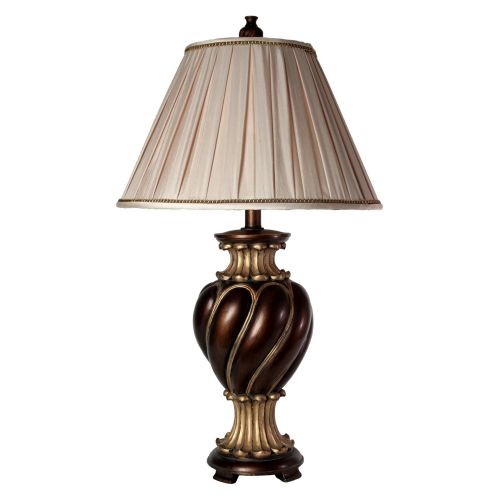 제네릭 Generic Barbados Table Lamp - Dark Brown With Khasi Silver Finish - Cream Fabric Shade