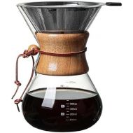 Pour Over Glass Coffee Maker with Double Layer Stainless Steel Filter, 800 ml, 28 oz
