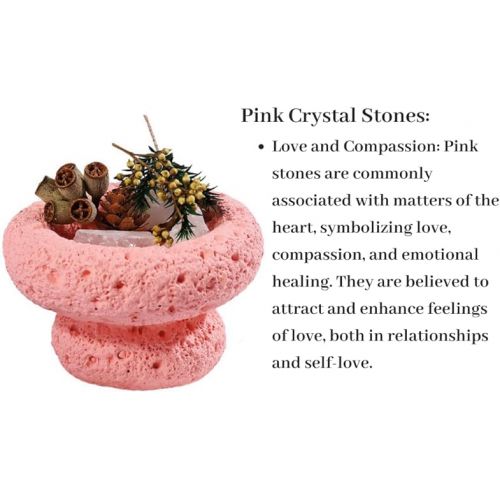 제네릭 Positive Energy Healing Crystal Stones Diffuser with Dried Flowers, Essential Oil Diffuser, DIY Feng Shui Aromatherapy Diffuser, Spiritual Room Decor, Luxury Gift (Pink)