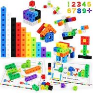 Math Cubes, STEM Toy Learning Math Games Number Blocks for Kids 3 4 5 6 7 8+ Years Old Math Manipulatives 100 Snap Cubes Gift Toys for Toddler Kids Girl Boys Educational Toys Building Blocks 148PCS