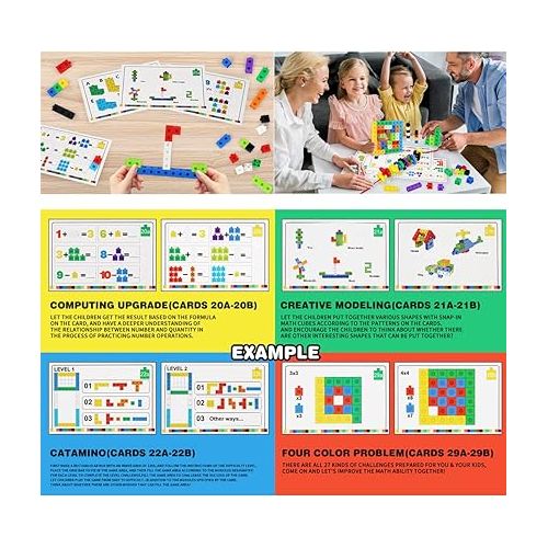 제네릭 Math Cubes, STEM Toy Learning Math Games Number Blocks for Kids 3 4 5 6 7 8+ Years Old Math Manipulatives 100 Snap Cubes Gift Toys for Toddler Kids Girl Boys Educational Toys Building Blocks 148PCS