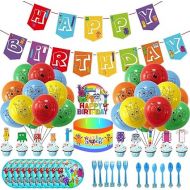number birthday party supplies balloon cake topper blocks plates fork spoon birthday decoration for kids
