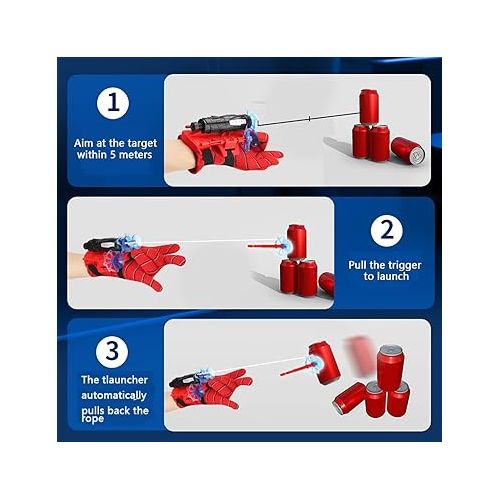 제네릭 Recyclable Rope Launcher - Can Grab Small Objects, Spider Silk Launcher Superhero Launcher Gloves Toy for Hot Videos