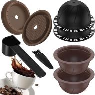 4Pcs Reusable Coffee Pods for Nespresso Vertuo with 2 Silicone Lids Spoon and Brush Refillable Coffee Capsule Lids Food Grade BPA Free Coffee Capsules Compatible for ENV135 ENV150 GCA1 Coffee Machine