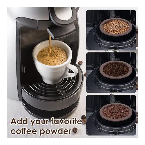 제네릭 4Pcs Reusable Coffee Pods for Nespresso Vertuo with 2 Silicone Lids Spoon and Brush Refillable Coffee Capsule Lids Food Grade BPA Free Coffee Capsules Compatible for ENV135 ENV150 GCA1 Coffee Machine