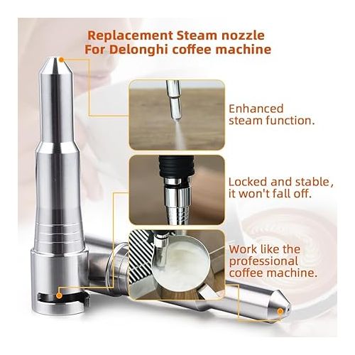 제네릭 Replacement Steam tube compatible with Delonghi Dedica Coffee Machine EC680 EC685 ECO310 EC9355 stainless steel single-hole nozzle steam wand part
