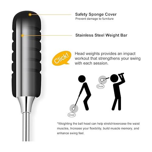 제네릭 At Home Premium Golf Swing Trainer, Retractable - For Home or Traveling - Use as Standalone Impact Trainer OR Compatible with Blast Motion, Phigolf, TruGolf Mini Mobile Golf Simulator