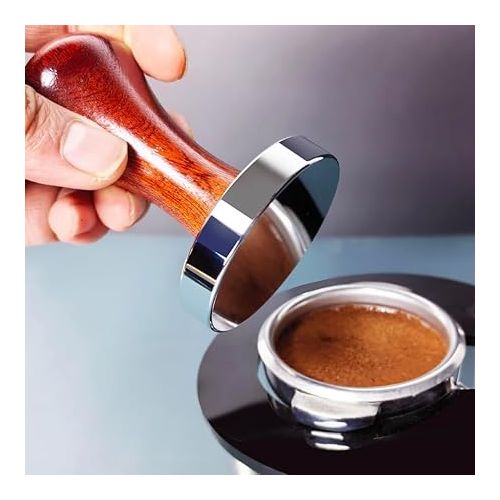 제네릭 58mm Espresso Tamper, Coffee Tamper 58mm for 58mm Portafilters, Press 2.28inch Tampers Tool Aluminum Base Wood Handle