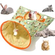 Cat Tunnel Bags for Indoor Cats, Cat Self Interactive Toys, Collapsible Interactive Cat Drill Bag Pet Toy, Cat Play Tunnel Toy with Plush Ball Cat (Hedgehog-Green)