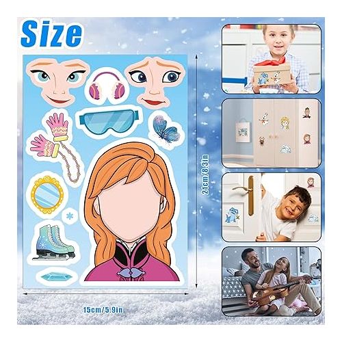 제네릭 Frozen Stickers Birthday Party Favors, 40 Sheets Make Your Own Frozen Stickers, Make a Face Stickers Frozen Birthday Party Supplies for Frozen Birthday Party Decorations and Classroom Gifts