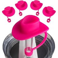 ROBBINS AVENUE Cowboy Hat 10 mm Straw Topper - 4 Pack - Fits Stanley 30 40 oz Tumbler, Simple Modern, Yeti, Brumate Era, Hydroflask, and More - Hot Pink Cup Accessories - Cute Silicone Straw Cover Cap