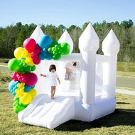 White Bounce House for Kids 1-6 White Castle Bounce House Indoor Mini Bounce House Outdoor Inflatable Bounce House with Slide/Blower/Mat/Balloons, 102x72x90inch Gift/Parties