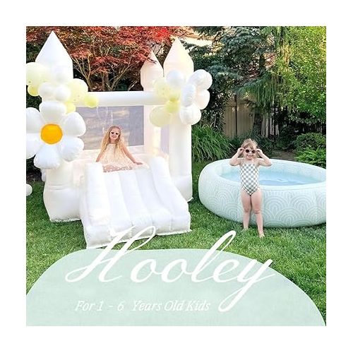 제네릭 Small Inflatable Bounce House, White Bounce House Jumping Castle with Slide, Blower, Patches, Floor Mat, Stakes, Storage Bag (for 2 Kid, 3-6 Years), Oxford Durable Sewn