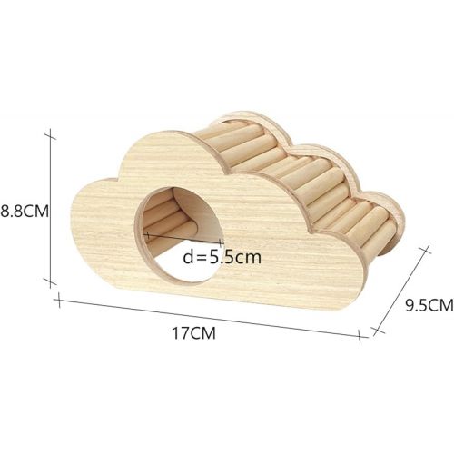 제네릭 Hamster Wood House Hideout Cage Decor Activity Platform Exploring Toys Small Animals Climbing Ladder Toys Cage Accessories, Cloud Shaped