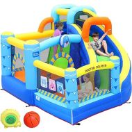 Bounce House with Slide, Inflatable Bouncy House, Indoor Bounce House for Kids and Toddlers, Doctor Dolphin Jump House Outdoor for Party(450W Blower Included)