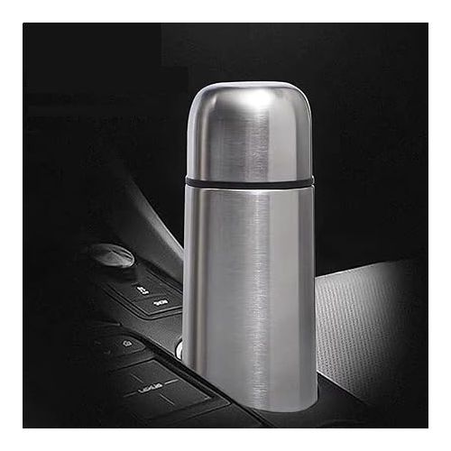 제네릭 Stainless Steel Thermal Bottle Thermos for Hot and Cold Drinks Travel Coffee Mug with Cup Water Flask Vacuum Insulated Tumbler 17 oz/500ml （Silver）