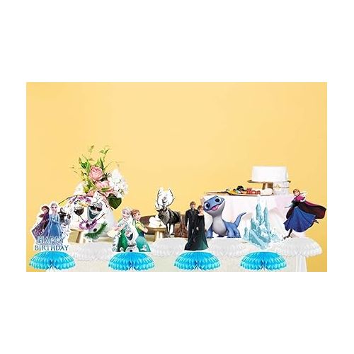 제네릭 8 PCS Frozen Ice World Princess Honeycomb Centerpieces Winter Frozen Birthday Party Table Decoration Winter Children Baby Shower Toppers