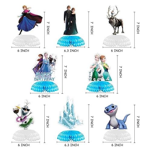 제네릭 8 PCS Frozen Ice World Princess Honeycomb Centerpieces Winter Frozen Birthday Party Table Decoration Winter Children Baby Shower Toppers