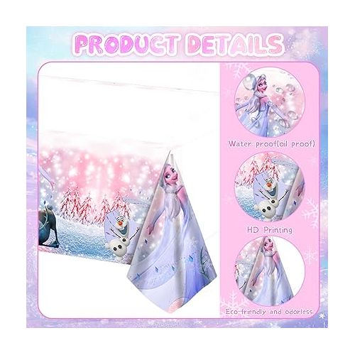 제네릭 Frozen Birthday Party Decorations Favors - 62 PCS Frozen Party Favors - Includes Banner Plates Napkins Cups Tablecloths Forks for Frozen Theme Birthday Supplies