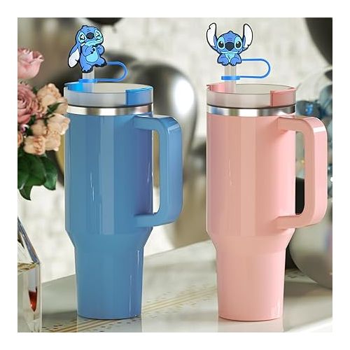 제네릭 10mm Stanley Straw Topper, 5Pcs Straw Cover Cap for Stanley 30Oz 40Oz Tumbler, Funny Reusable Straw Tip Covers for Stanley Cup Accessories, Blue