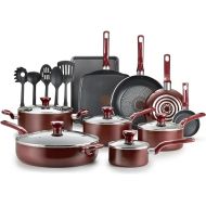 Easy Care Nonstick Cookware, 20 Piece Set, Red, Dishwasher Safe