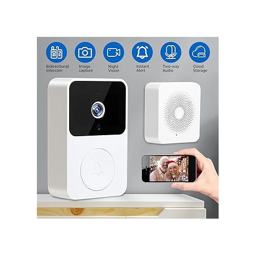 제네릭 Smart Doorbell - Smart Wireless Remote Video Doorbell, 2024 Newly Intelligent Visual Doorbell, Home HD Night Vision WiFi Security Door Doorbell, for Home & Office