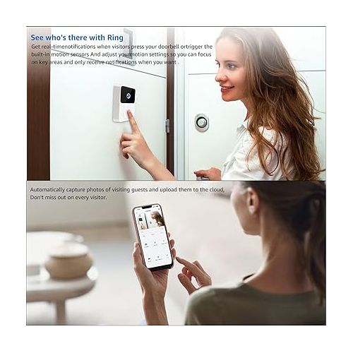 제네릭 Smart Doorbell - Smart Wireless Remote Video Doorbell, 2024 Newly Intelligent Visual Doorbell, Home HD Night Vision WiFi Security Door Doorbell, for Home & Office