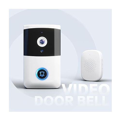 제네릭 Smart Wireless Doorbell, Remote Video Doorbell Intelligent Hd Visual Doorbell with Clear Night Vision, 2 Way Audio & Instant Notifications & Remote Access, for House