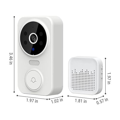 제네릭 Smart Wireless Remote Video Doorbell,Intelligent Visual Rechargeable WiFi Security Doorbell Camera 90° Wide Viewing Angle,HD Night Vision,Automatical Work Mode for Apartment Home Office