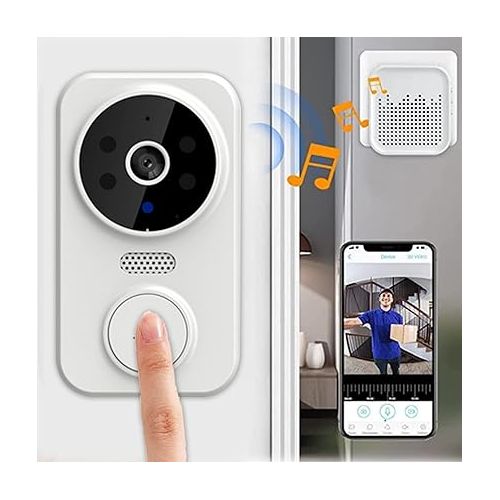 제네릭 Prime of Day Deals Today 2024 Intelligent Visual Doorbell, Smart Wireless Doorbell Camera Remote Video Doorbell, Intercom HD Night Vision WiFi Security Door Doorbell Prime Deals Clearance