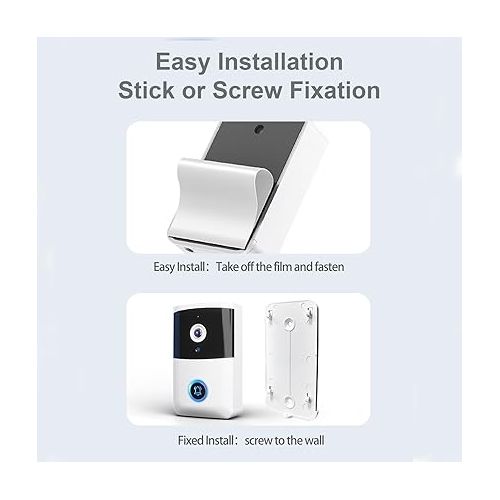 제네릭 Wireless WiFi Visual Doorbell - Smart Doorbell with Motion Detector, Night Vision, 2-Way Audio Real-Time Notification - Rechargeable Small Doorbell