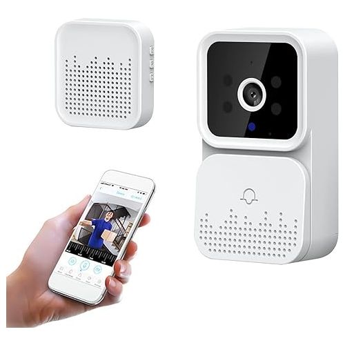제네릭 Doorbell Camera Wireless, Smart Wireless Remote Video Doorbell, Intelligent Visual Doorbell, Real Time Bidirectional Audio, Fashion Home HD Night Vision WiFi Security Door Doorbell for Home