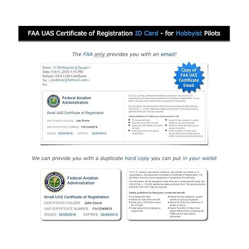 제네릭 Yuneec Mantis Q - FAA Drone Identification Bundle - Labels (3 Sets of 3) + FAA UAS Registration ID Card for Hobbyist Pilots