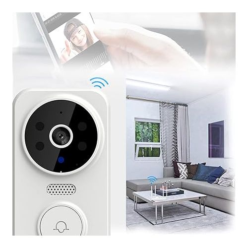 제네릭 Smart Remote Video Doorbell, Doorbell Camera Wireless, 2.4GHZ WiFi Two Way Audio, Easy Installation, Intelligent Visual Doorbell Home Intercom HD Night Vision WiFi Security Door Doorbell