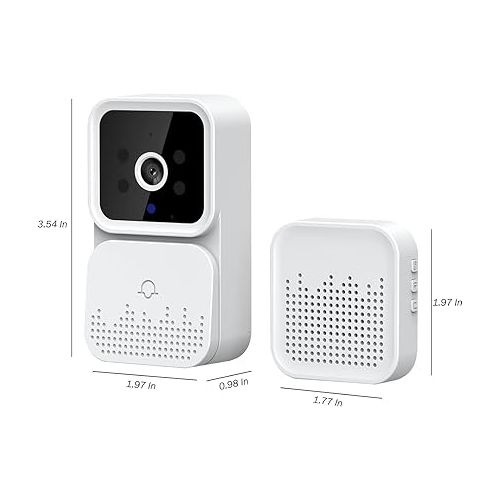 제네릭 2024 Wireless Visual WiFi Video Doorbell, Smart Video Doorbell Camera Wireless, Included Chime Ringer, Indoor/Outdoor Surveillance with Human Detection, 2-Way Audio, Night Vision