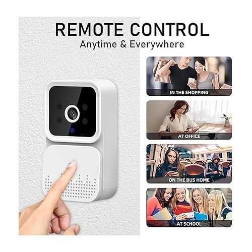 제네릭 2024 Wireless Visual WiFi Video Doorbell, Smart Video Doorbell Camera Wireless, Included Chime Ringer, Indoor/Outdoor Surveillance with Human Detection, 2-Way Audio, Night Vision